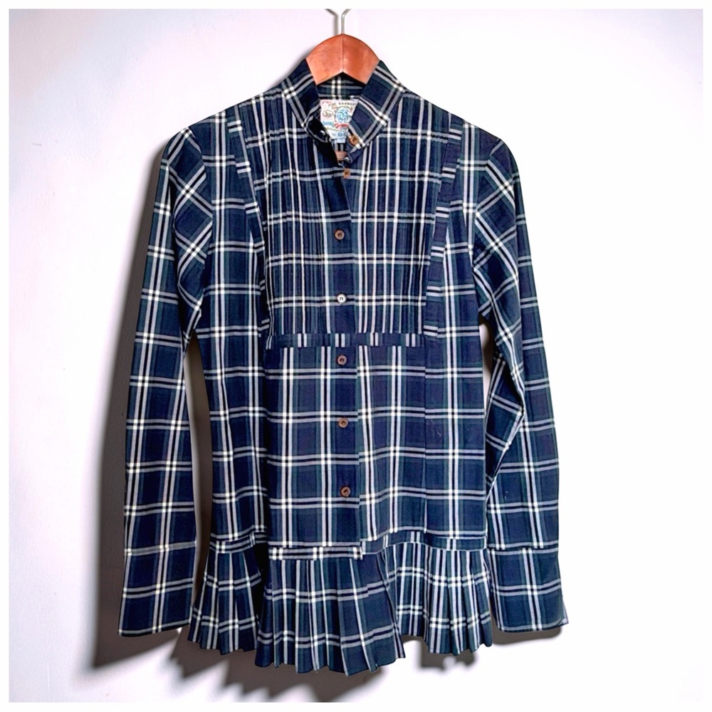 BELL Plaid Peplum Shirt / Skirt | Blue Green | Size 4 | Preppy Chic | Like-New